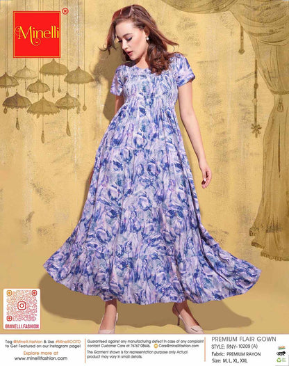 Purple-Colored Premium Flare Gown