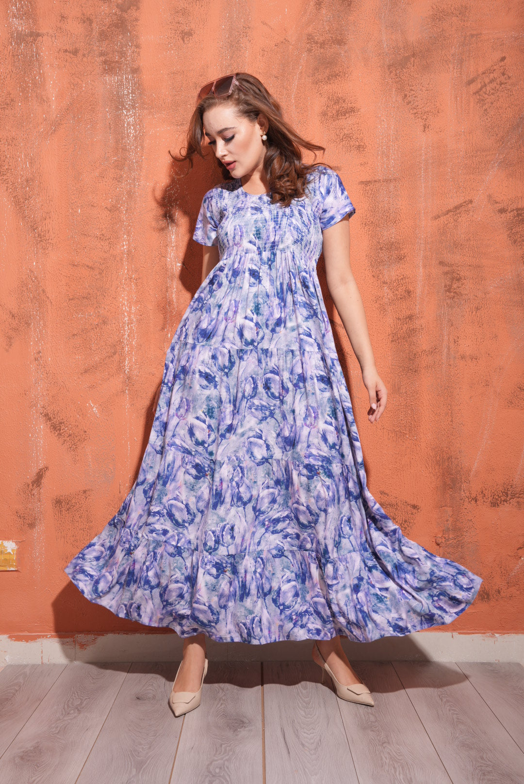 Purple-Colored Premium Flare Gown
