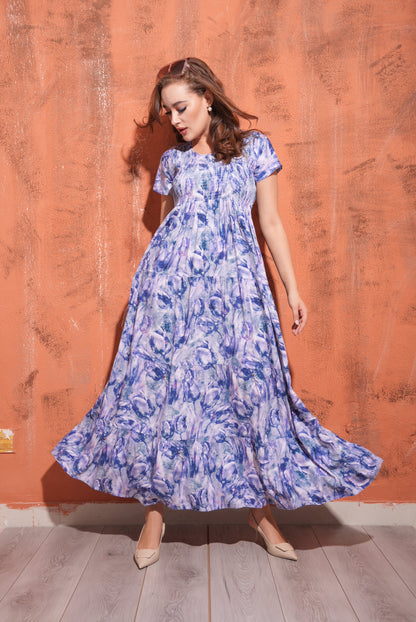 Purple-Colored Premium Flare Gown