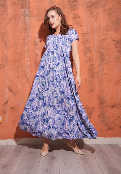 Purple-Colored Premium Flare Gown