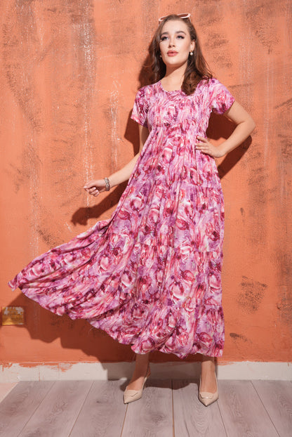 Maroon-Colored Premium Flare Gown