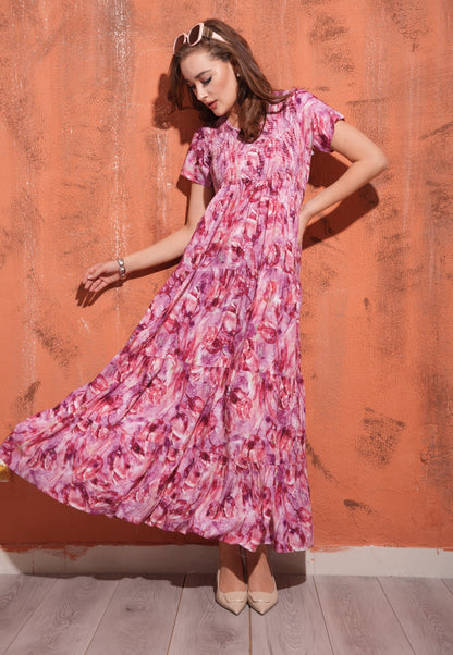 Maroon-Colored Premium Flare Gown