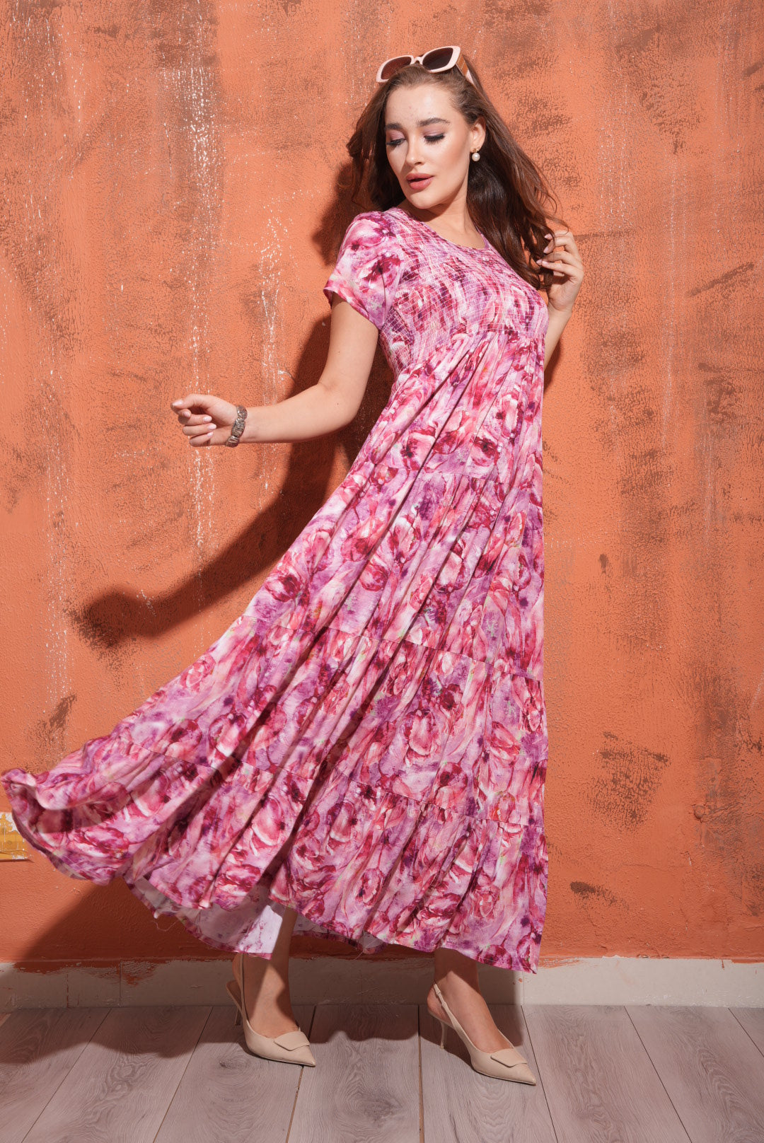 Maroon-Colored Premium Flare Gown