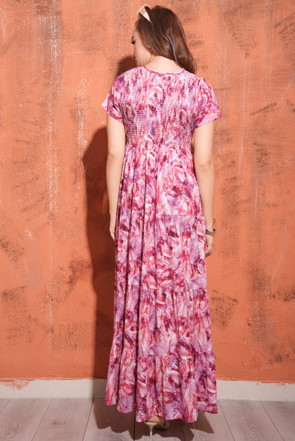 Maroon-Colored Premium Flare Gown