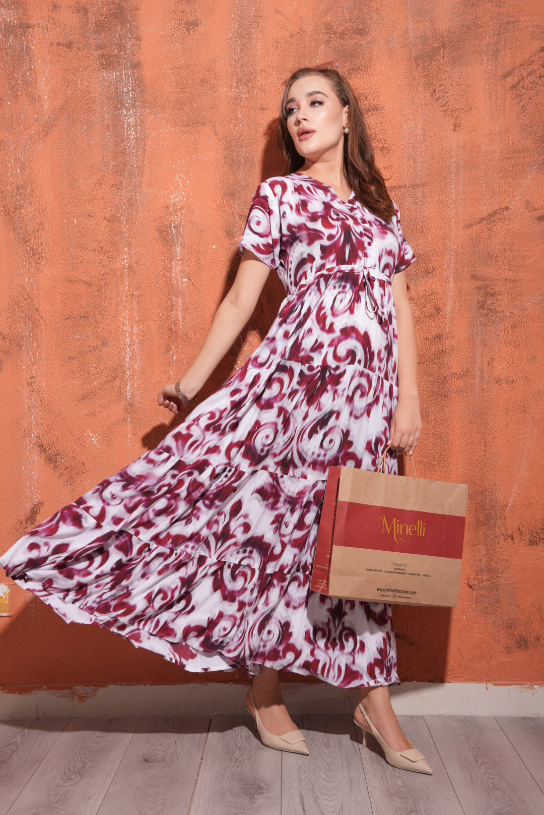 Maroon-Colored Premium Flare Gown