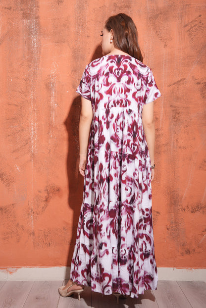 Maroon-Colored Premium Flare Gown