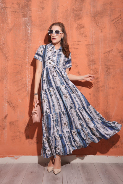 Blue-Colored Premium Flare Gown