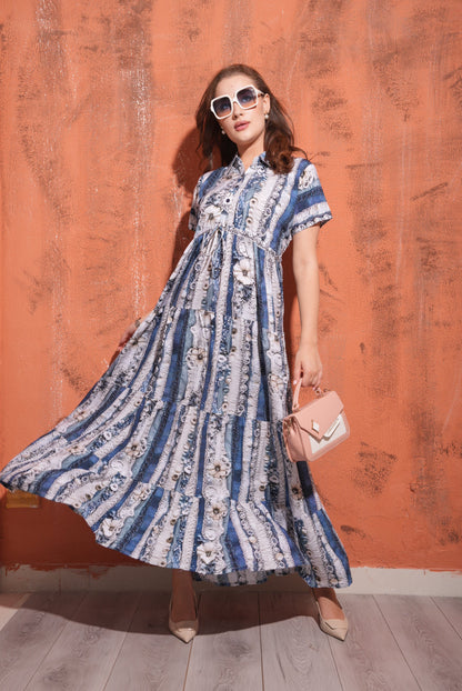 Blue-Colored Premium Flare Gown