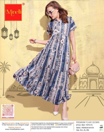 Blue-Colored Premium Flare Gown