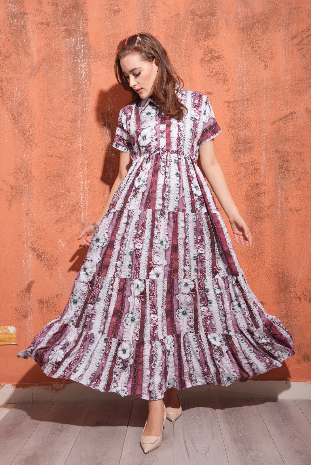 Coffee-Colored Premium Flare Gown