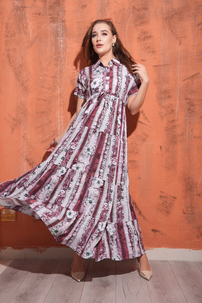 Coffee-Colored Premium Flare Gown