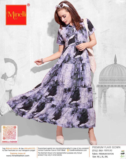 Purple-Colored Premium Flare Gown