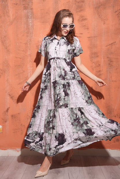 Coffee-Colored Premium Flare Gown