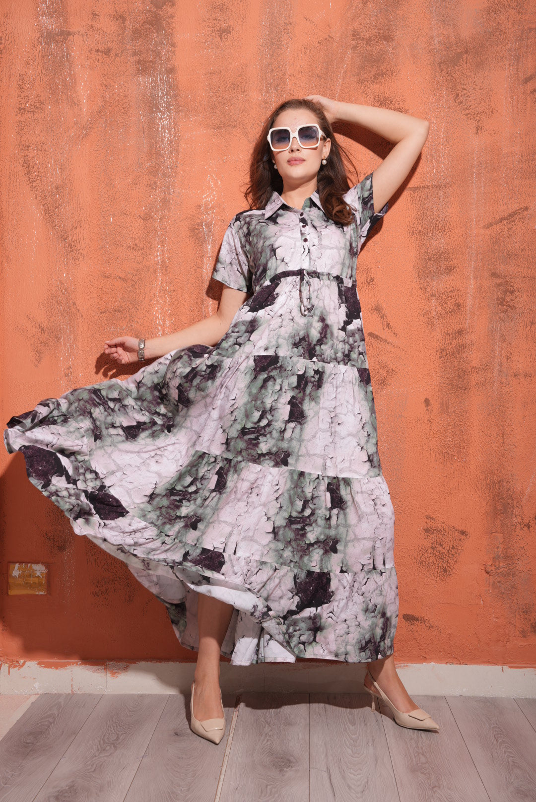 Coffee-Colored Premium Flare Gown