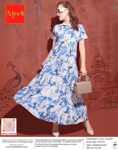 Blue-Colored Premium Flare Gown
