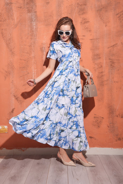 Blue-Colored Premium Flare Gown