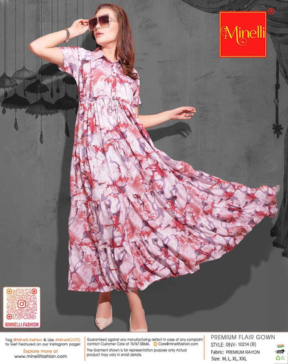 Dusty Red-Colored Premium Flare Gown