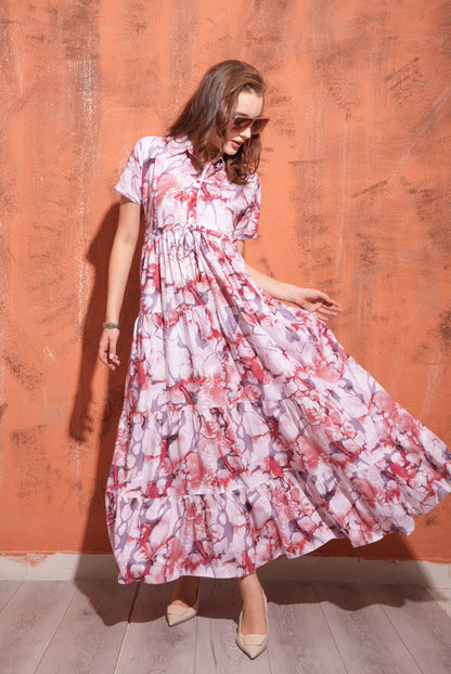 Dusty Red-Colored Premium Flare Gown