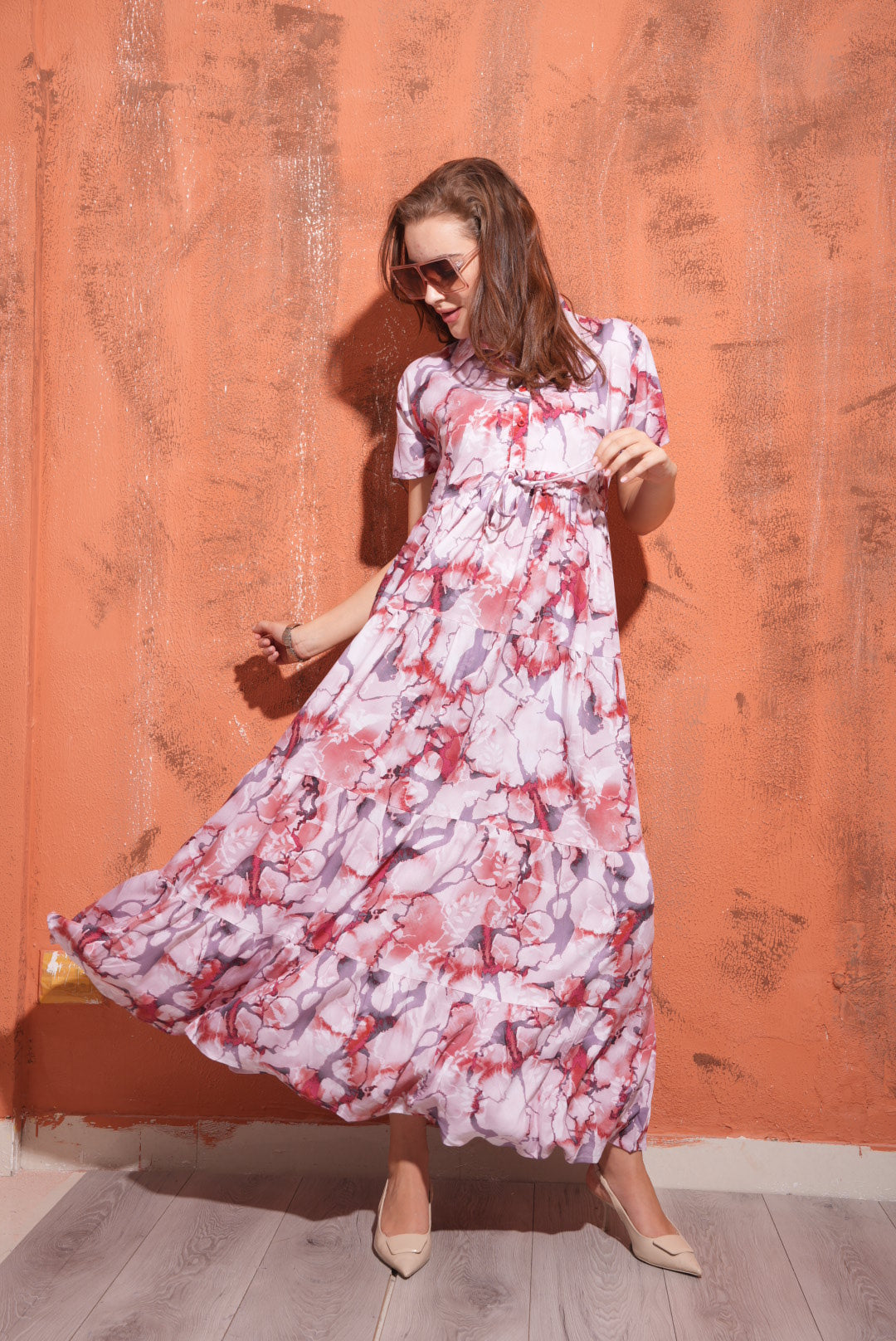 Dusty Red-Colored Premium Flare Gown