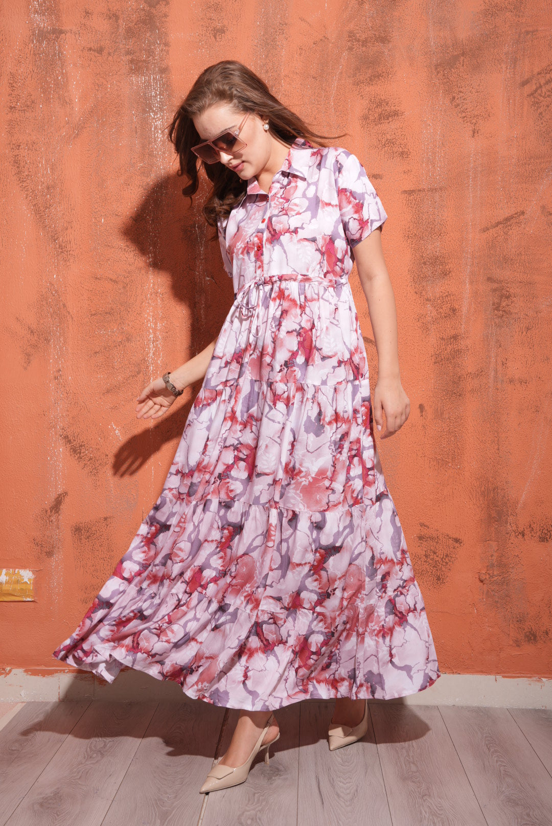Dusty Red-Colored Premium Flare Gown