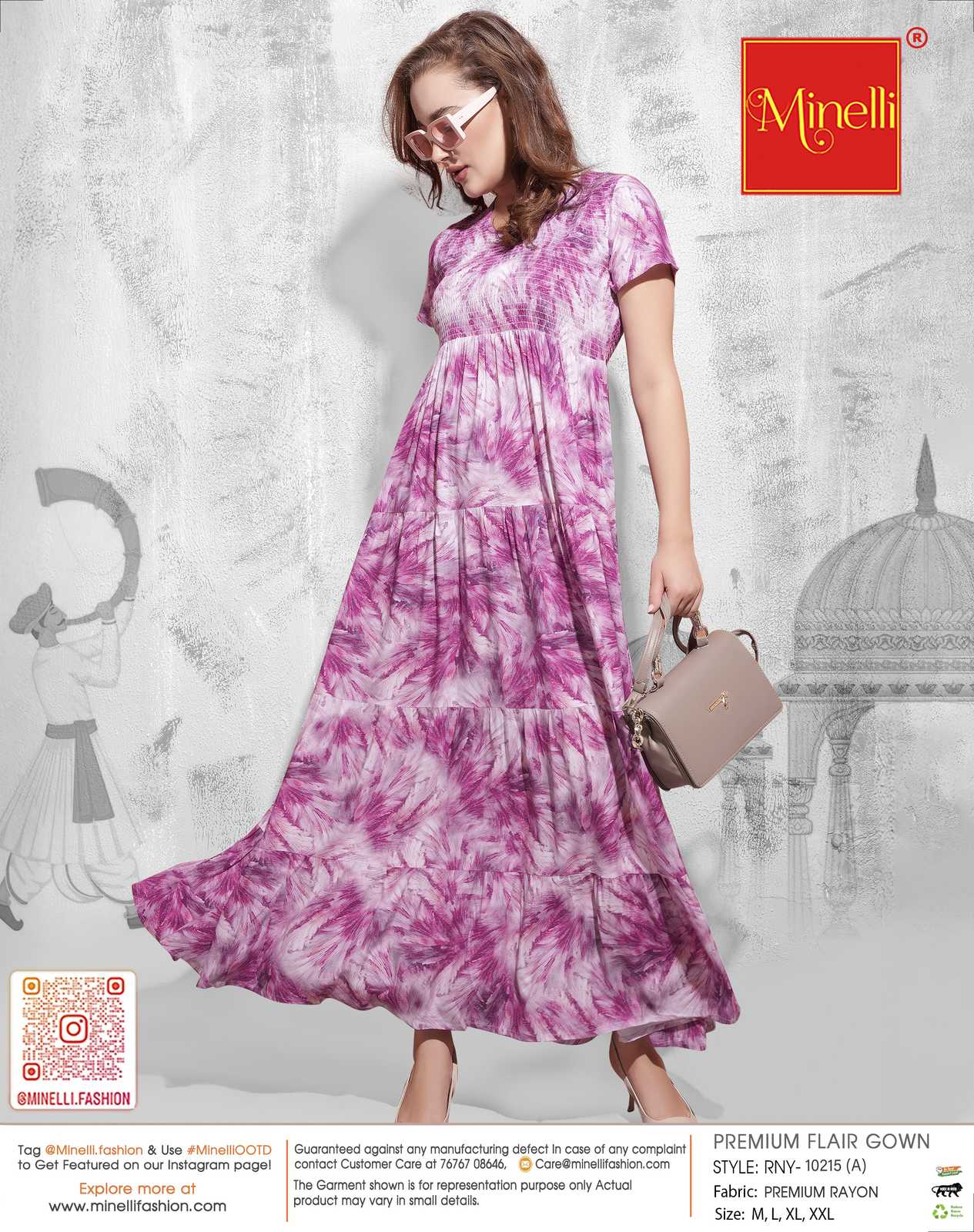 Fuchsia-Colored Premium Flare Gown
