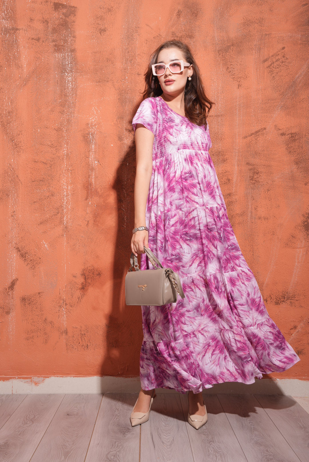 Fuchsia-Colored Premium Flare Gown