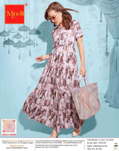 Coffee-Colored Premium Flare Gown