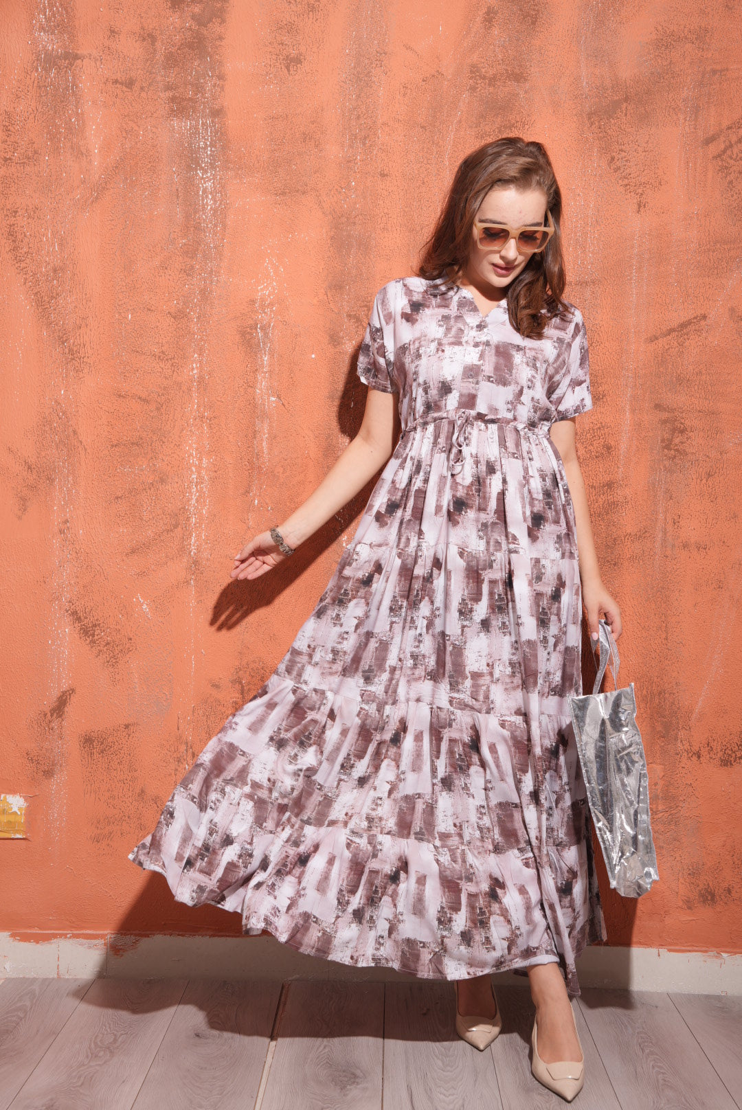 Coffee-Colored Premium Flare Gown