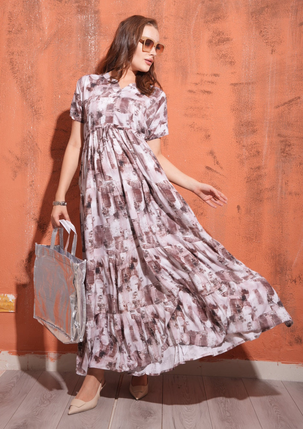 Coffee-Colored Premium Flare Gown