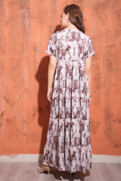 Coffee-Colored Premium Flare Gown