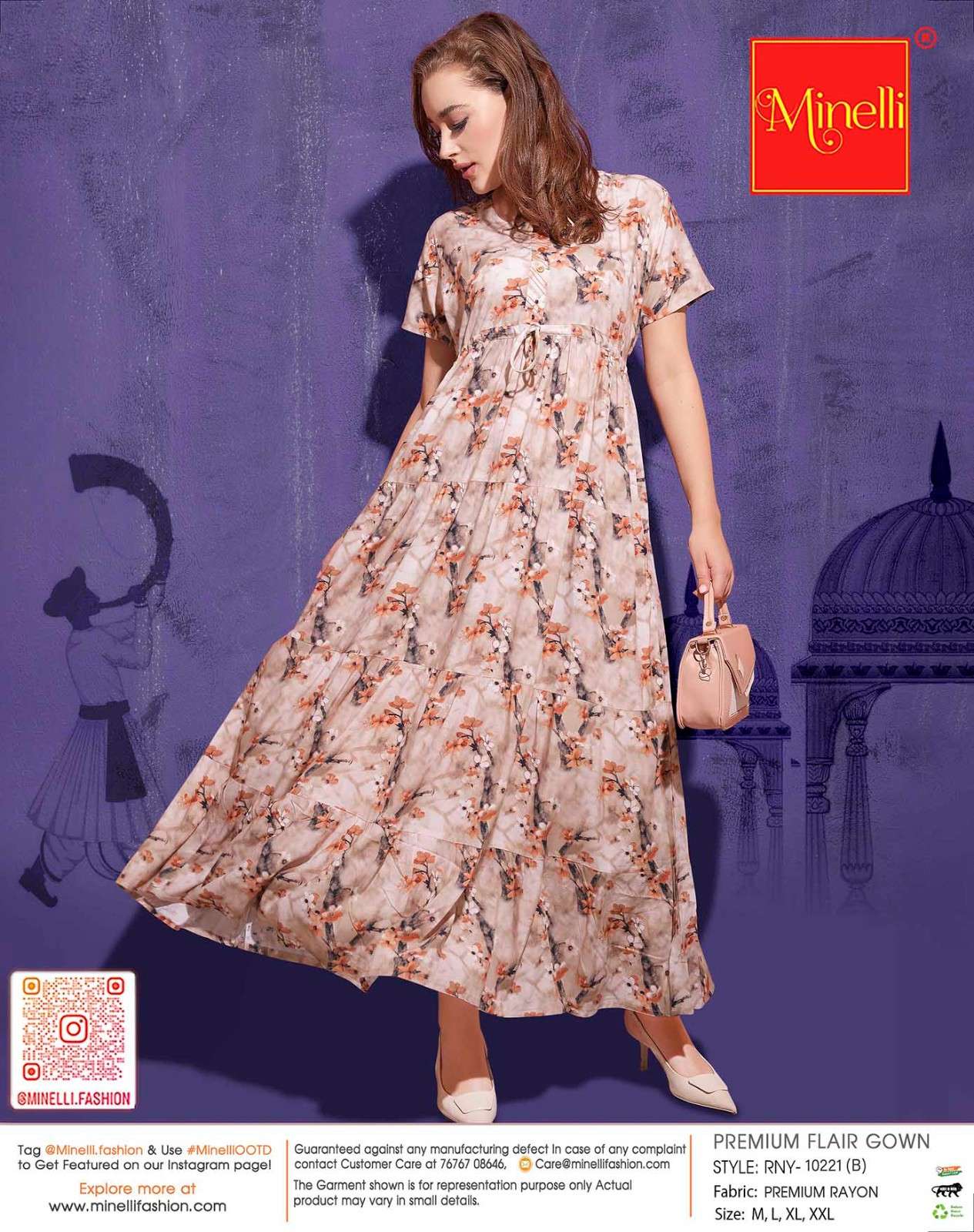 Peach-Colored Premium Flare Gown