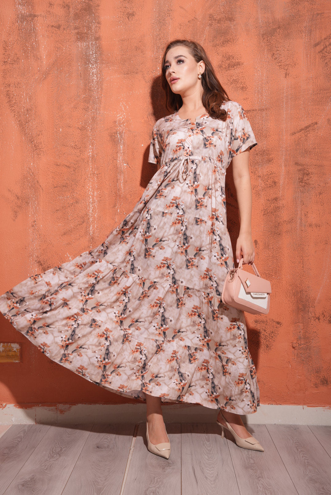 Peach-Colored Premium Flare Gown