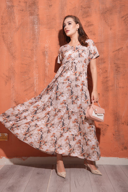 Peach-Colored Premium Flare Gown
