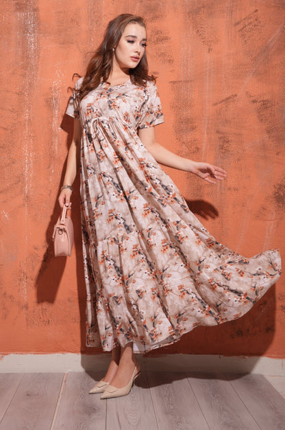 Peach-Colored Premium Flare Gown