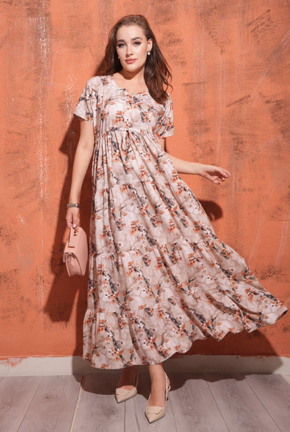 Peach-Colored Premium Flare Gown