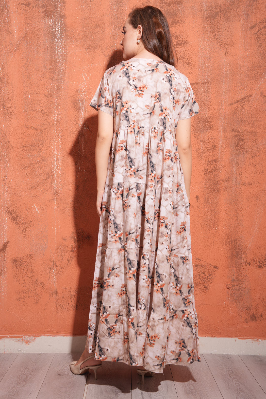 slim fit dress slacks Peach-Colored Premium Flare Gown – MINELLI FASHION