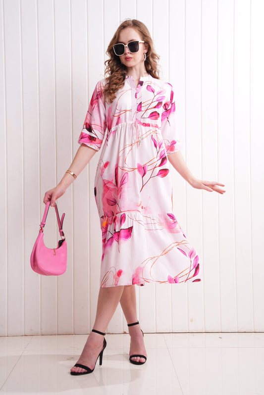 Fuchsia-Colored Short Flare Gown
