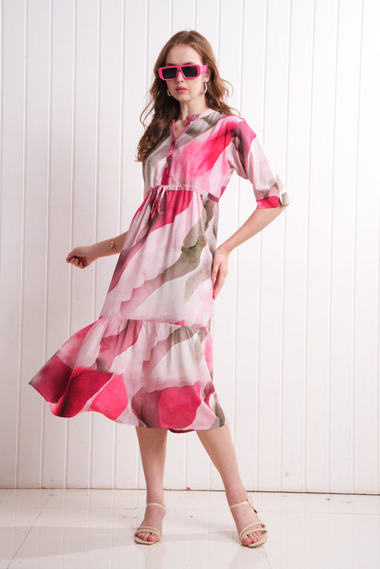 Radical Red-Colored Short Flare Gown