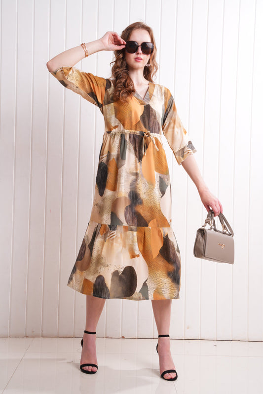 Clay Brown-Colored Short Flare Gown