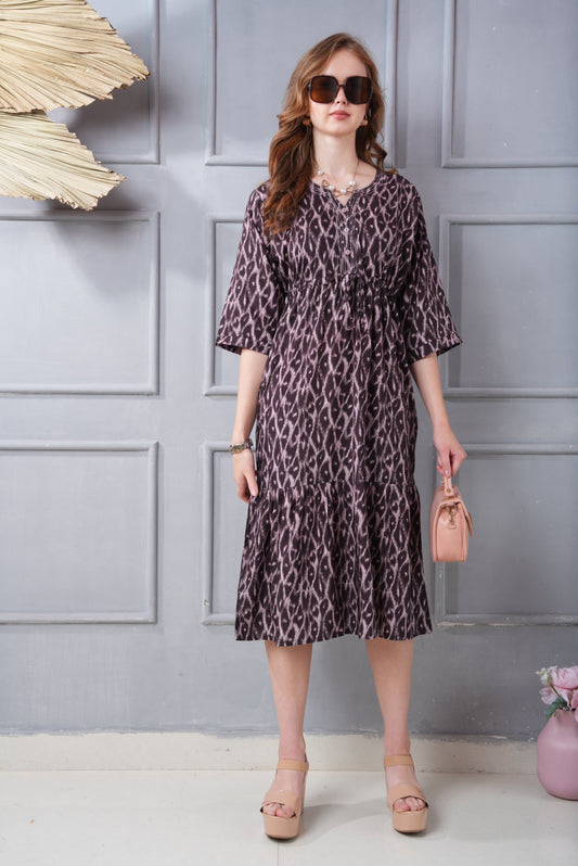 Wine-Colored Short Flare Gown