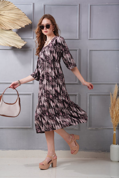 Wine-Colored Short Flare Gown