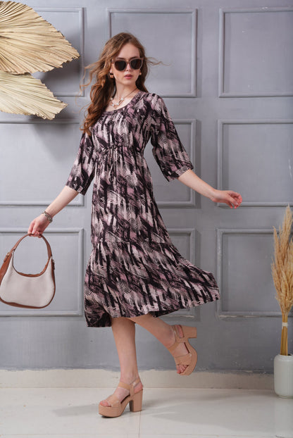 Wine-Colored Short Flare Gown