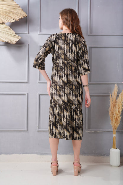 Khaki-Colored Short Flare Gown
