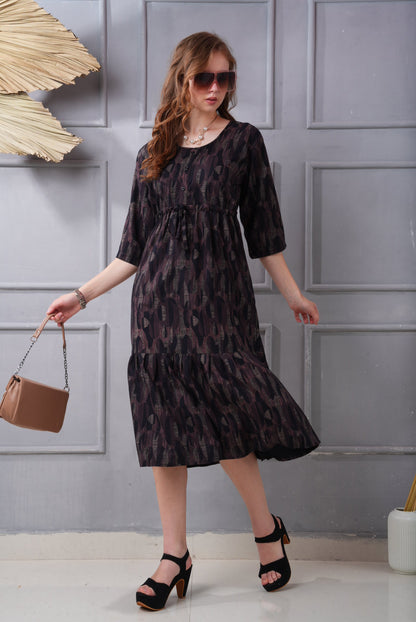 Wine-Colored Short Flare Gown