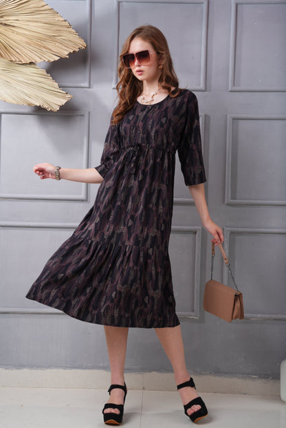 Wine-Colored Short Flare Gown