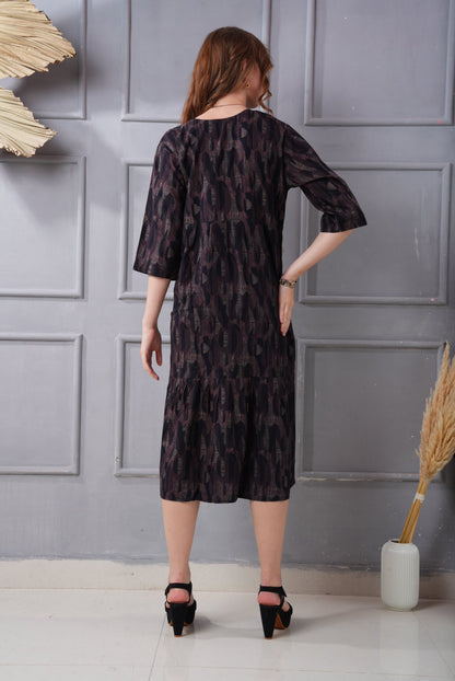Wine-Colored Short Flare Gown
