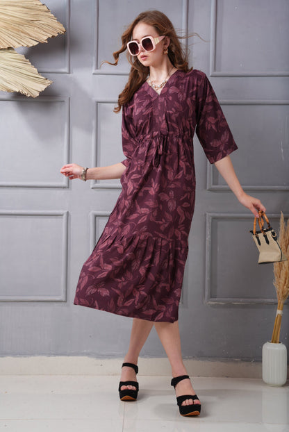 Wine Berry-Colored Short Flare Gown