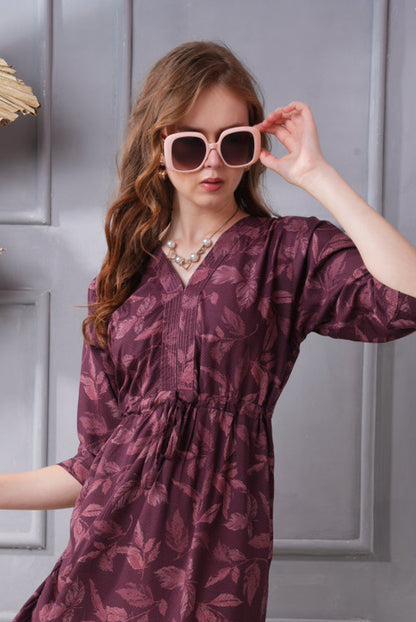 Wine Berry-Colored Short Flare Gown