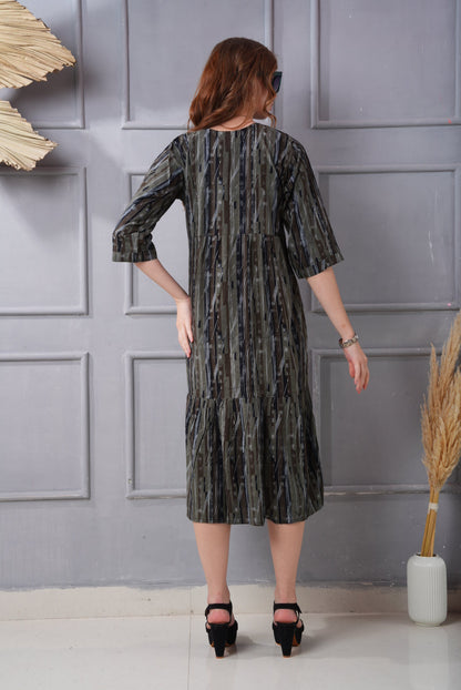 Fuscous Grey-Colored Short Flare Gown