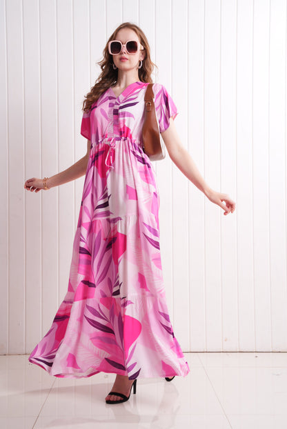 Fuchsia-Colored Semi Flare Gown